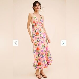 Farm Rio (Anthropologie) Fairies Sand Slip Midi Dress